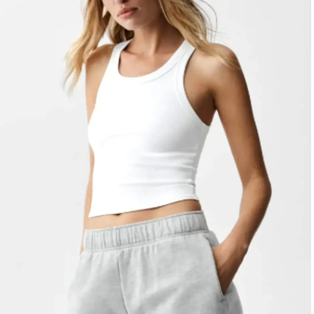 Alo Yoga White Goddess Ribbed Go-To Tank Top Size S
